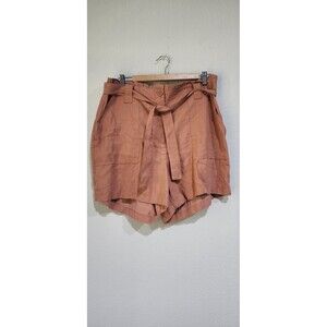 Nine West High-Waisted Paperbag Utility Shorts "Mocha Frosting" Size XL